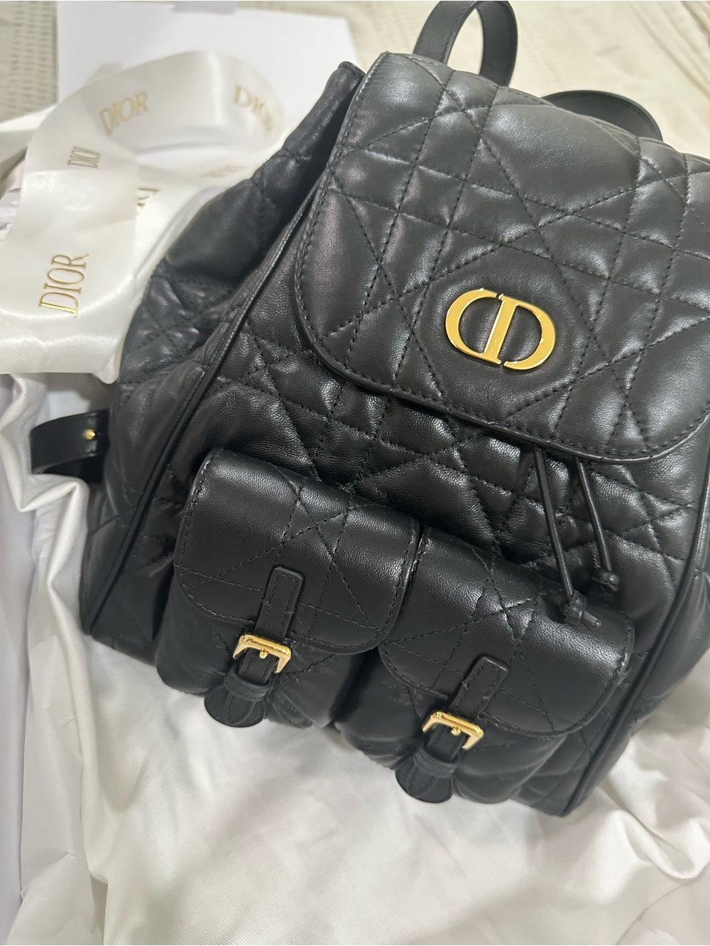 Medium Dior Caro Black Backpack - Picture 2 of 7